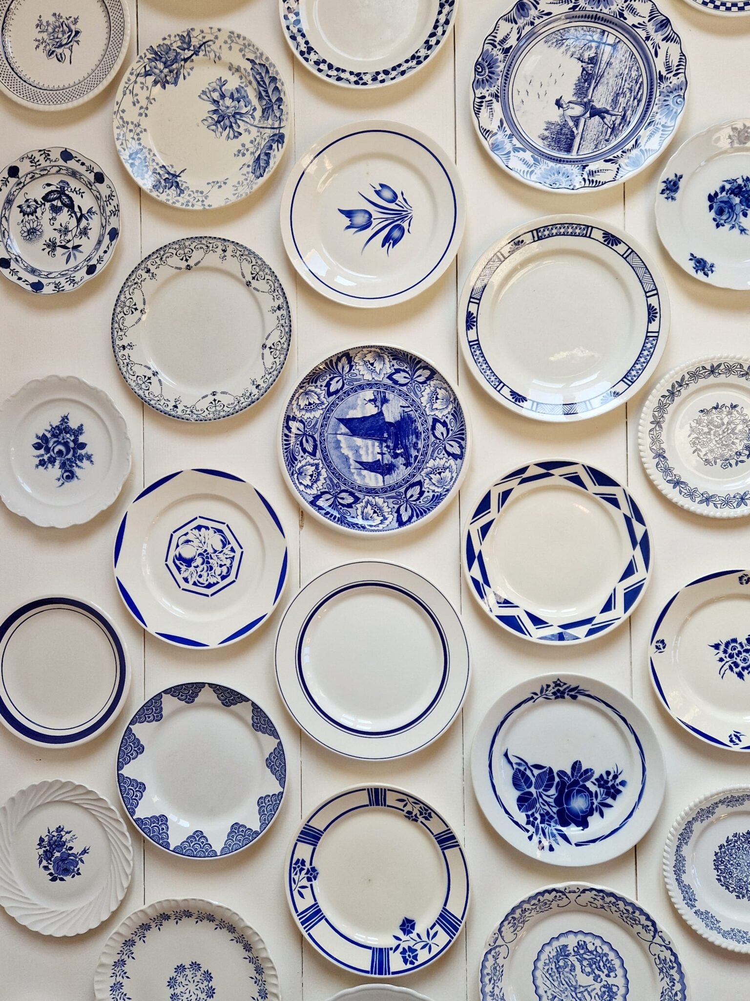 location vaisselle vintage bleu